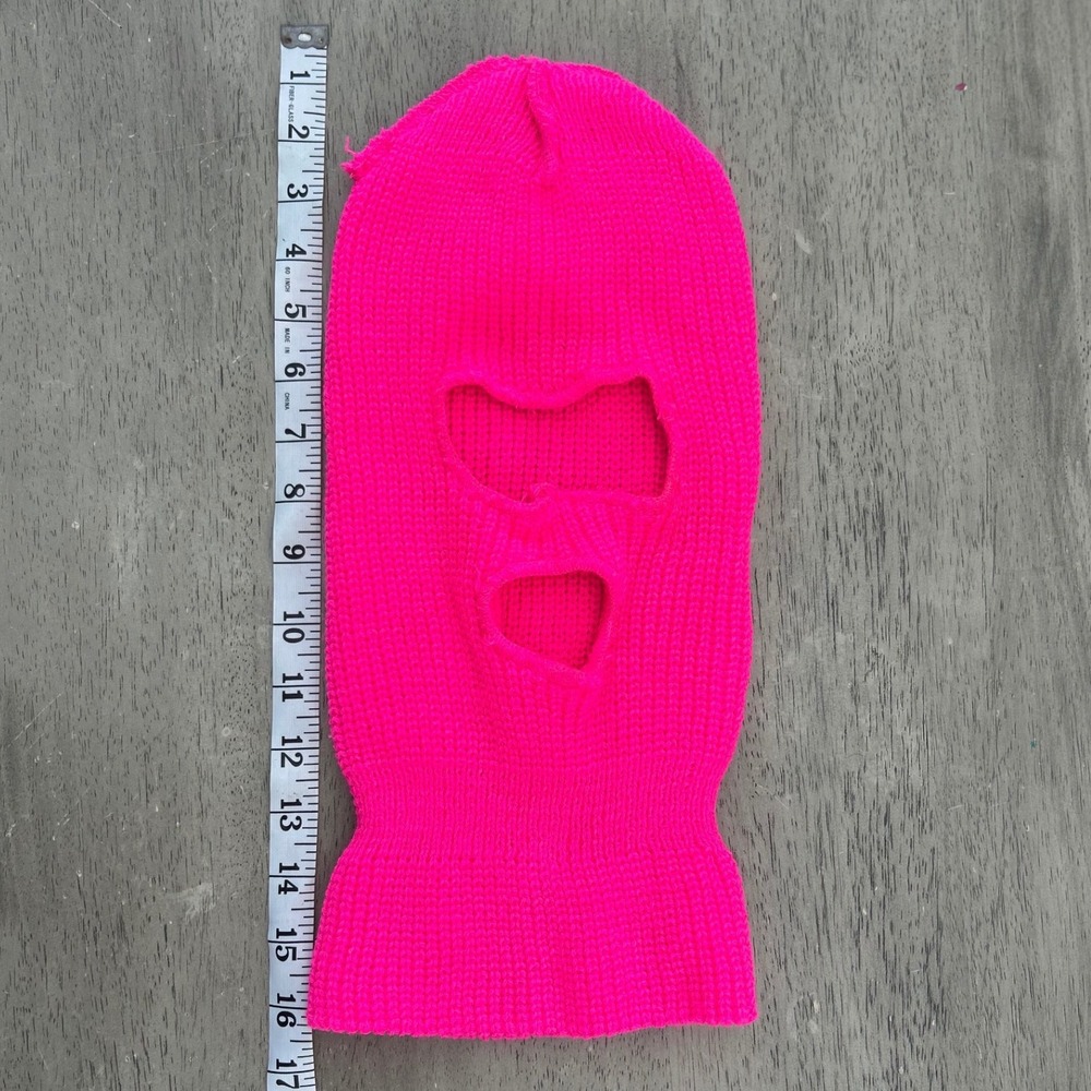 Neon Hot Pink 3 Hole Knit Balaclava Full‎ Face Mask Winter Ski Beanie Mask - Picture 3 of 6